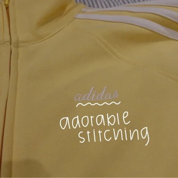 Rare Vintage 90s Adidas Full-Zip Track Sweater Jacket | Navy Blue & Butter Yello - Picture 2 of 6